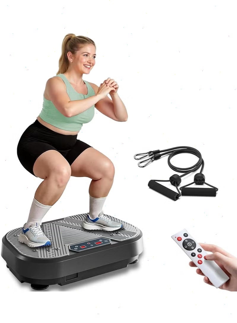 يواوليتي جهاز تمارين اللياقة البدنية بالاهتزاز لتصريف اللمف، جهاز تمارين اهتزاز لكامل الجسم مع حامل اهتزاز مزود بشريطين مقاومين، حمولة قصوى 330 رطلاً للاستخدام المنزلي - Image 1